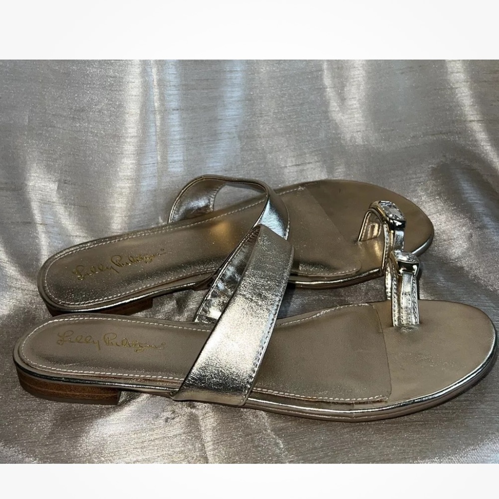 Lilly Pulitzer 9 Callie gold toe sandals nwob